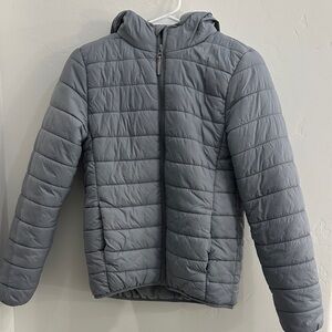 Gray Quilted Hooded Jacket
